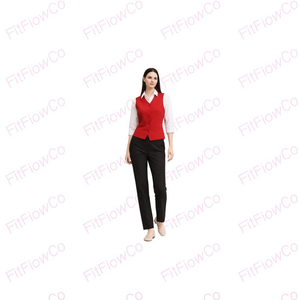 Jules & Leopold Red Button-Front Sleeveless Vest | XS | NWT | Tailored Workwear